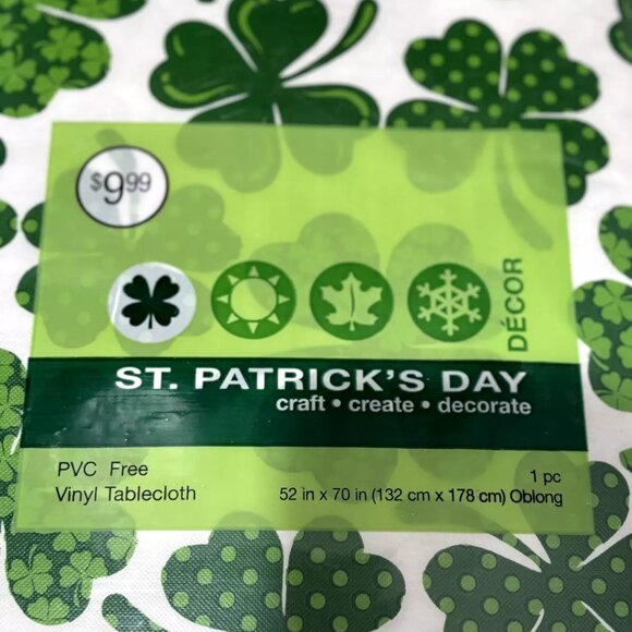 NEW: Happy St. Patrick's Day Oblong Vinyl Tablecloth - 52x70' - Picture 2 of 4